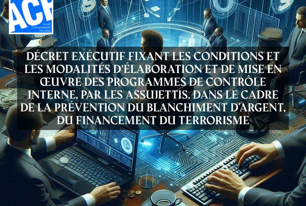 DÉCRET EXÉCUTIF FIXANT LES CONDITIONS ET LES MODALITÉS D’ÉLABORATION ET DE MISE EN ŒUVRE DES PROGRAMMES DE CONTRÔLE INTERNE, PAR LES ASSUJETTIS, DANS LE CADRE DE LA PRÉVENTION DU BLANCHIMENT D’ARGENT, DU FINANCEMENT DU TERRORISME