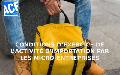 CONDITIONS D’EXERCICE DE L’ACTIVITÉ D’IMPORTATION PAR LES MICRO-ENTREPRISES